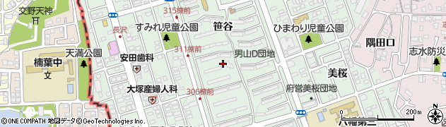 京都府八幡市男山（笹谷）周辺の地図