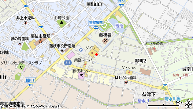 〒426-0027 静岡県藤枝市緑町の地図