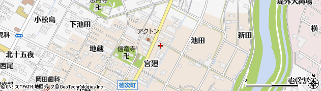 愛知県西尾市徳次町宮廻18周辺の地図