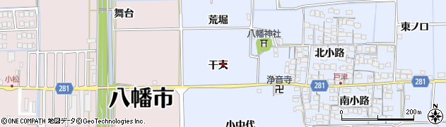 京都府八幡市戸津（干天）周辺の地図