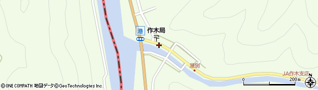 作木郵便局前周辺の地図