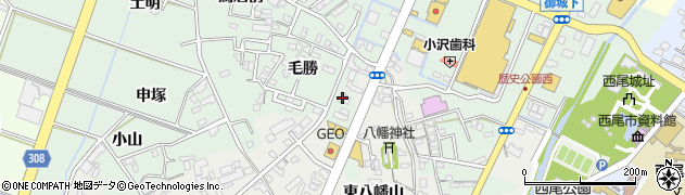 愛知県西尾市下町毛勝81周辺の地図