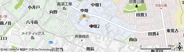 愛知県西尾市中畑町（奥山）周辺の地図