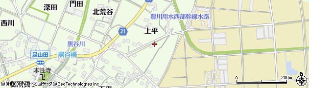 愛知県豊川市足山田町（上平）周辺の地図