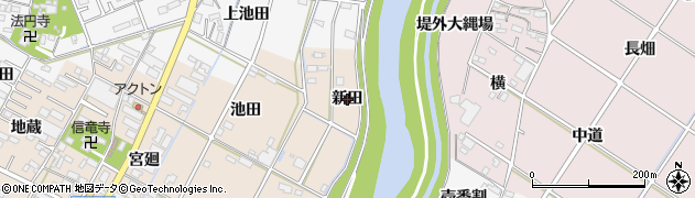 愛知県西尾市徳次町（新田）周辺の地図