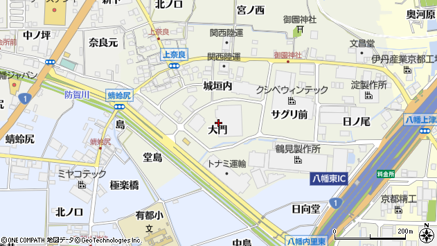 〒614-8159 京都府八幡市上奈良大門の地図