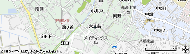 愛知県西尾市中畑町（六斗蒔）周辺の地図