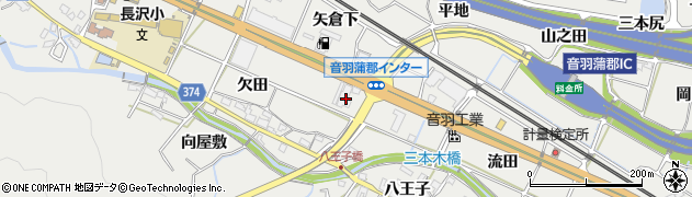 愛知県豊川市長沢町欠田周辺の地図