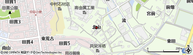 愛知県西尾市法光寺町（北山）周辺の地図