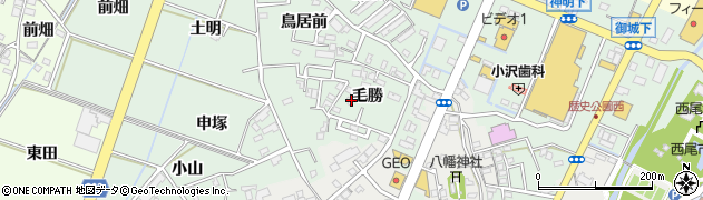 愛知県西尾市下町毛勝18周辺の地図