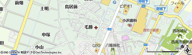 愛知県西尾市下町毛勝76周辺の地図