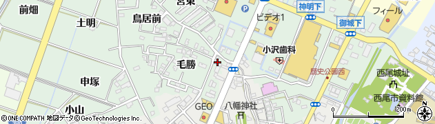 愛知県西尾市下町毛勝80周辺の地図