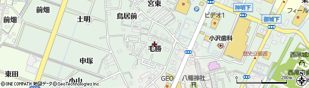 愛知県西尾市下町毛勝23周辺の地図