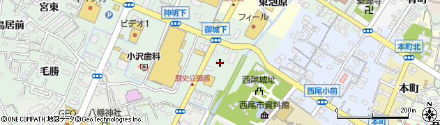 愛知県西尾市下町（御城下）周辺の地図