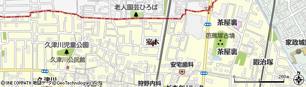 京都府城陽市平川（室木）周辺の地図