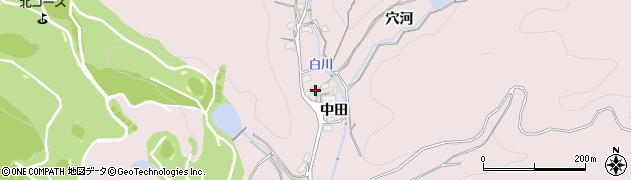 愛知県豊川市財賀町中田周辺の地図