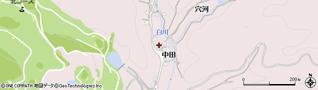 愛知県豊川市財賀町（中田）周辺の地図