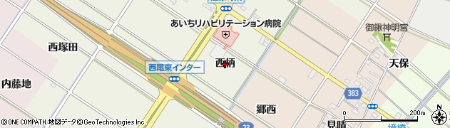 愛知県西尾市江原町（西柄）周辺の地図