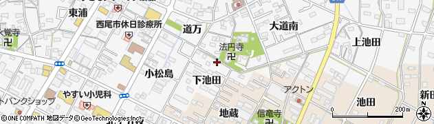 愛知県西尾市熊味町（下池田）周辺の地図