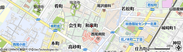 愛知県西尾市和泉町周辺の地図