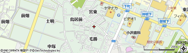 愛知県西尾市下町毛勝28周辺の地図