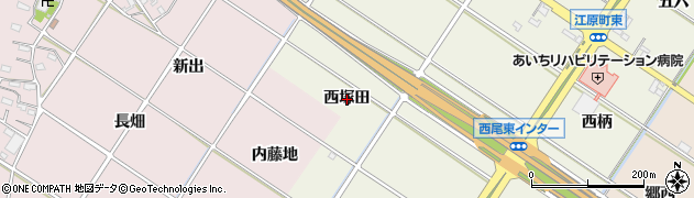 愛知県西尾市江原町（西塚田）周辺の地図