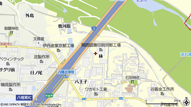 〒614-8172 京都府八幡市上津屋林の地図