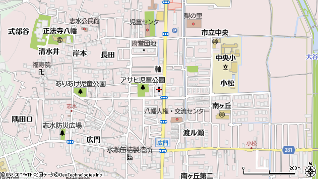 〒614-8073 京都府八幡市八幡軸の地図