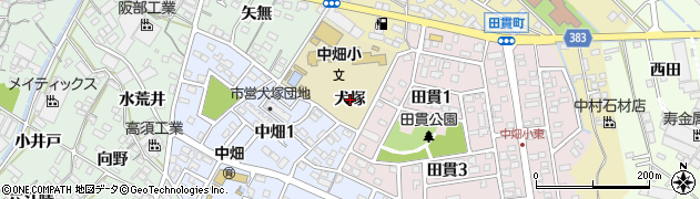 愛知県西尾市中畑町（犬塚）周辺の地図