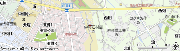 愛知県西尾市田貫町（深田）周辺の地図