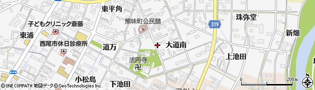 愛知県西尾市熊味町大道南47周辺の地図