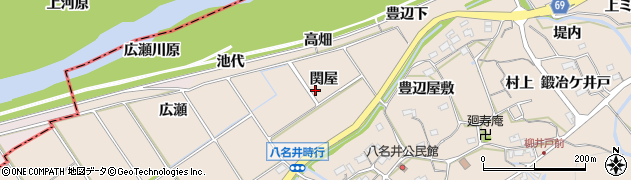 愛知県新城市八名井（関屋）周辺の地図