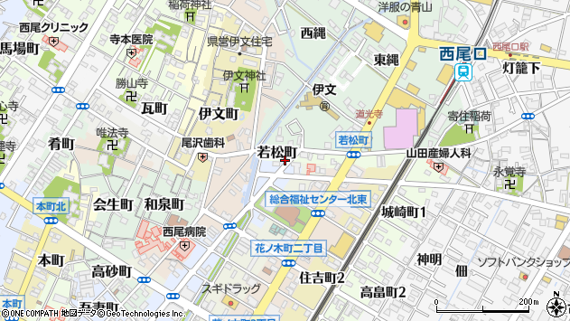 〒445-0813 愛知県西尾市若松町の地図