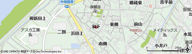 愛知県西尾市中畑町（家下）周辺の地図