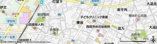 愛知県西尾市寄住町（東浦）周辺の地図