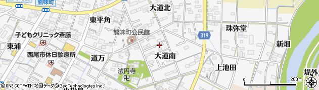 愛知県西尾市熊味町大道南周辺の地図