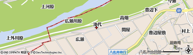 愛知県新城市八名井池代周辺の地図