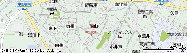 愛知県西尾市中畑町（前山）周辺の地図