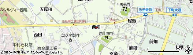 愛知県西尾市法光寺町西畑周辺の地図