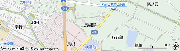愛知県幸田町（額田郡）大草（長根野）周辺の地図