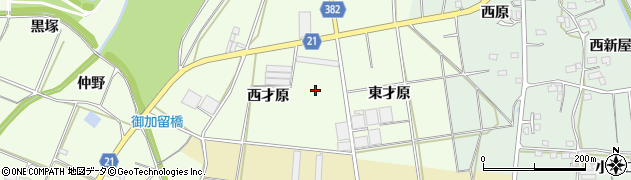 愛知県豊川市足山田町西才原周辺の地図