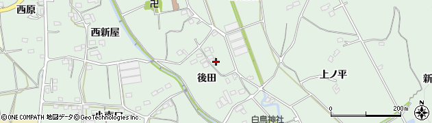愛知県豊川市上長山町後田周辺の地図