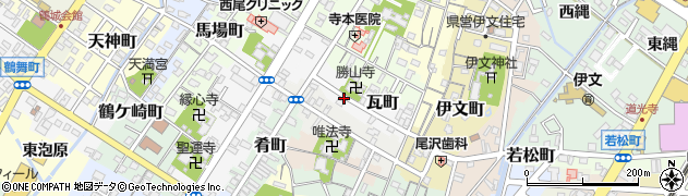 愛知県西尾市瓦町周辺の地図