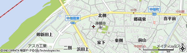 愛知県西尾市中畑町（西側）周辺の地図