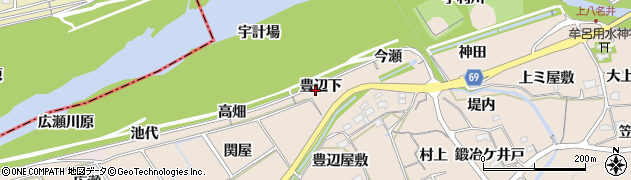 愛知県新城市八名井豊辺下周辺の地図