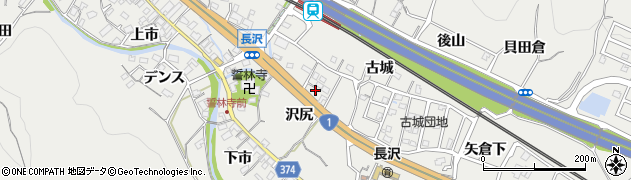 愛知県豊川市長沢町沢尻周辺の地図