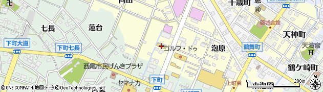 愛知県西尾市上町（山崎）周辺の地図