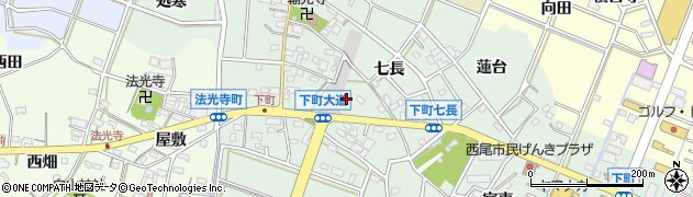 愛知県西尾市下町大道周辺の地図