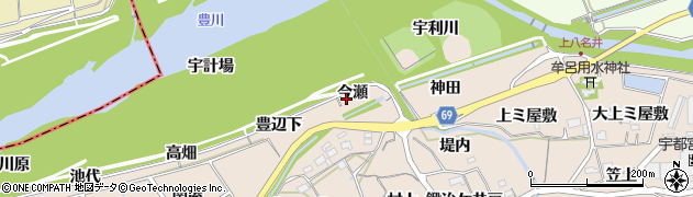 愛知県新城市八名井（今瀬）周辺の地図