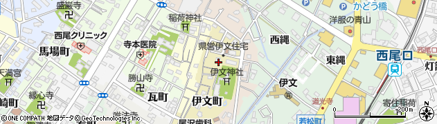 愛知県西尾市伊文町周辺の地図